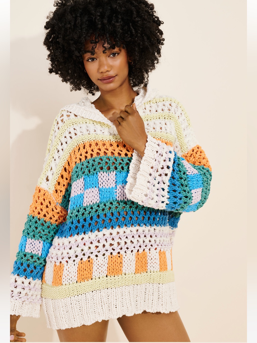 Free People Poolside Crochet Hoodie